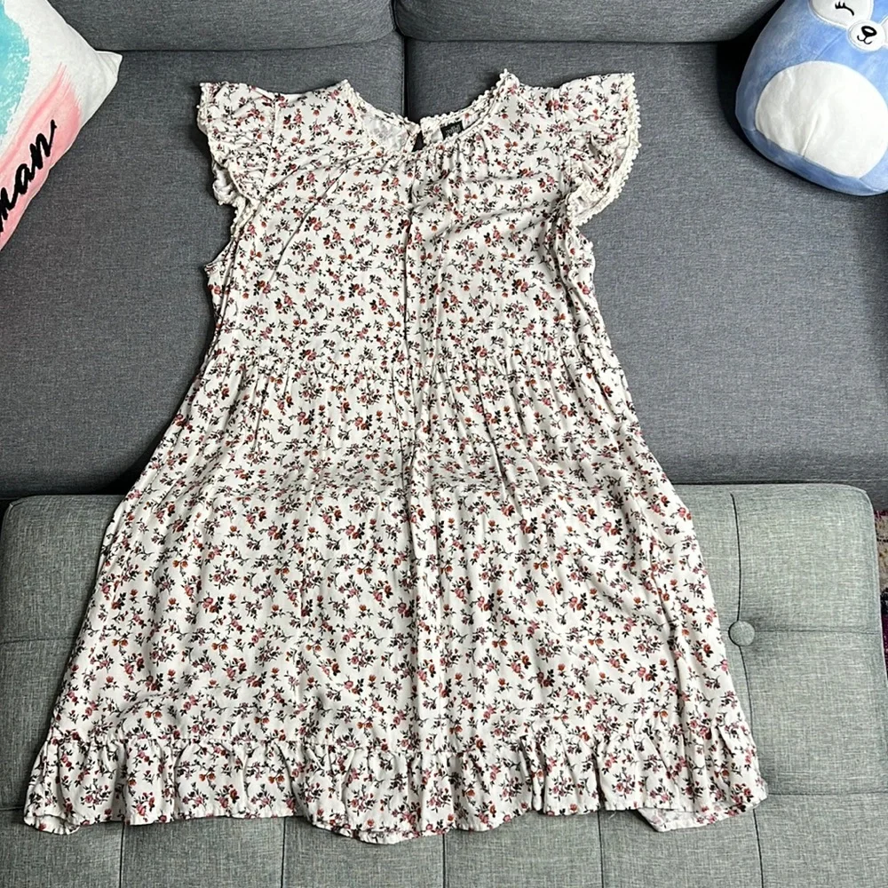 Wild Fable Cap Sleeve Cream Dress with Floral Print - Picture 1 of 3